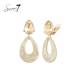Oorclips | Champagne steen | Beige marmerlook hanger