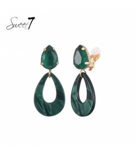 Oorclips | Smaragdgroene druppel | Goudkleurige clip