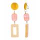 Oorclips | Roze geel lang model | Marmerlook hanger