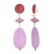 Oorclips paars met ovale hanger en een donkere top