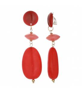 Oorclips | Rood en koraal met glans | Statement zonder gaatjes