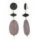 Oorclips | Zwart en grijs statement | Lang model met steenlook