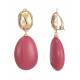 Oorclis met roze hanger en goud accent