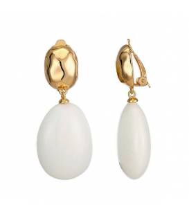 Oorclips | Witte druppelvorm met goudkleurige clip | Belle Miss