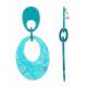 Oorclips met grote turquoise ovale hanger