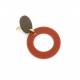 Oorclips | Roestkleurige ring met bruine knop | Retro design