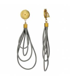 Oorclips | Grijze lussen en goudkleur | Lang modern design