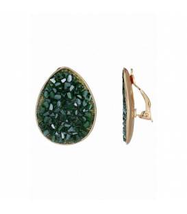 Oorclips | Groen glinsterend design | Goudkleurige rand