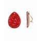 Oorclips rood met glas steentjes en een goudkleurige rand