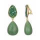 Oorclips met een groene druppel hanger en steentjes detail