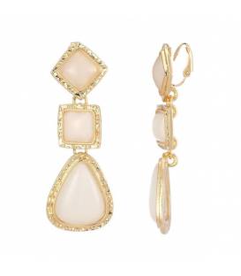 Oorclips Witte hars in goudkleurige setting Elegante sieraden