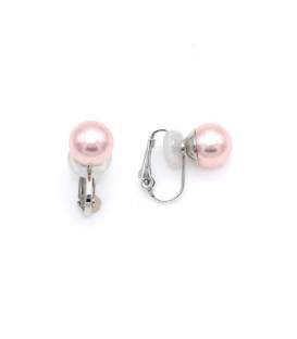 Oorclips | Roze parel in zilverkleur | Klassieke stijl