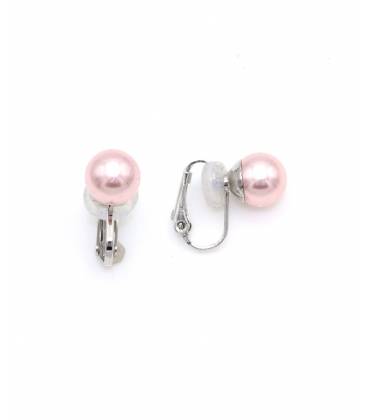 Oorclips | Roze parel in zilverkleur | Klassieke stijl