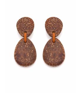 Oorclips | Bruin natuur effect | Leren accent