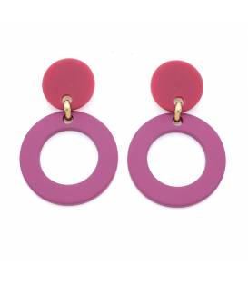 Oorclip paars met ronde open vormen in trendy tinten