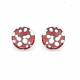 Oorclips rood met zilverkleurige stippen