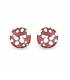 Oorclips rood met zilverkleurige stippen