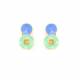 Oorclips groen met blauw en goudkleurige rand