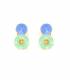Oorclips groen met blauw en goudkleurige rand