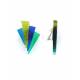 Oorclips | Retro waaier in blauw limegroen | Geometrisch design