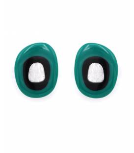 Oorclips | Groen zwart met zilver | Retro design