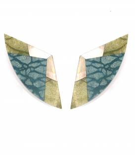 Oorclips | Zeegroen en parelmoer | Geometrisch design