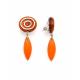 Oorclips met oranje hanger en grafisch design