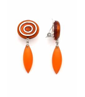 Oorclips | Oranje retro design met witte accenten