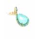 Oorclips | Turquoise druppelsteen met blauwe kristallen | Luxe look