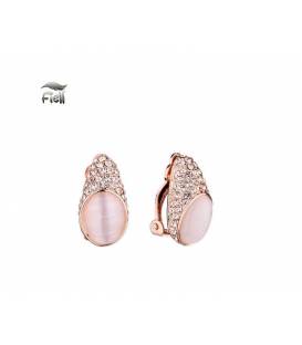 Rosegold kleur oorclips met Zirconia strass steentjes