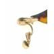 Bruine oorclips met bladvormige hanger en goudkleurig klemmetje