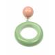 Oud roze met groene oorclips met ronde hanger