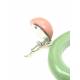 Oud roze met groene oorclips met ronde hanger