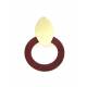 Oorclips met roest rode houten ring en goudkleurige clip