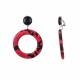 Rode oorclips met een dieren print als hanger en een zwart oorstukje