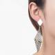 Goudkleurige ruitvormige oorclips met heldere strass steentjes van het merk Belle Miss