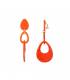 Oranje oorclips met een dubbele ovale hanger