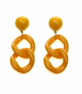 Oranje oorclips met een dubbele hanger