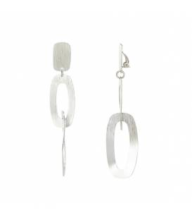 Zilverkleurige oorclips met 2 ovale hangers