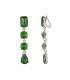 Zilverkleurige oorclips met groene glas stenen