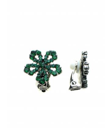 Schitterende Groene Strassteen Oorclips in Bloemvorm - Voeg Glamour Toe aan je Look!