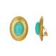Gouden oorclips met turquoise steen
