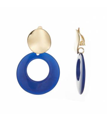 Trendy Blauwe Oorclips met Gouden Accent - Stijlvol en Comfortabel