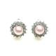 Mooie oorclips met heldere strass steentjes en roze parel