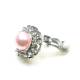 Mooie oorclips met heldere strass steentjes en roze parel