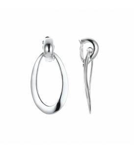 Zilverkleurige oorclips met een ovale hanger en een half rondje als oorstukje