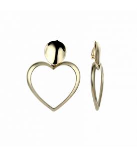 Goudkleurige oorclip met hanger in de vorm van een hart