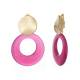 Schitterende Goudkleurige Oorclips met Roze Hanger - Must-have Accessoire