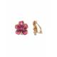 Fuchsia roze bloemen oorclips met glassteentje Trendy oorclips