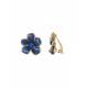 Blauwe bloemen oorclips met glassteentje Stijlvolle oorclips